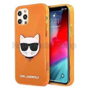 Apple Iphone 12/12 Pro 6.1" Karl Lagerfeld Choupette Head htlap, narancssrga